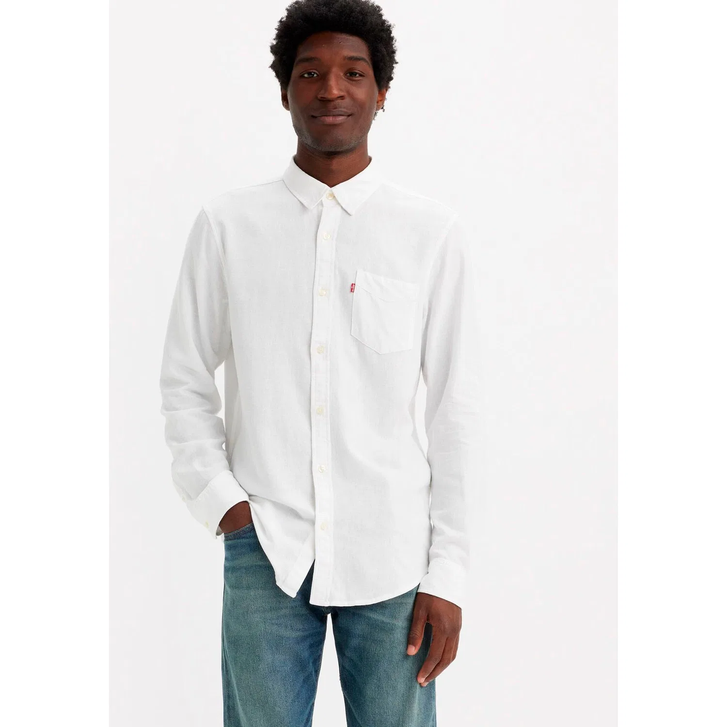Мужская джинсовая рубашка с нагрудным карманом Levi's, Bright White Plus