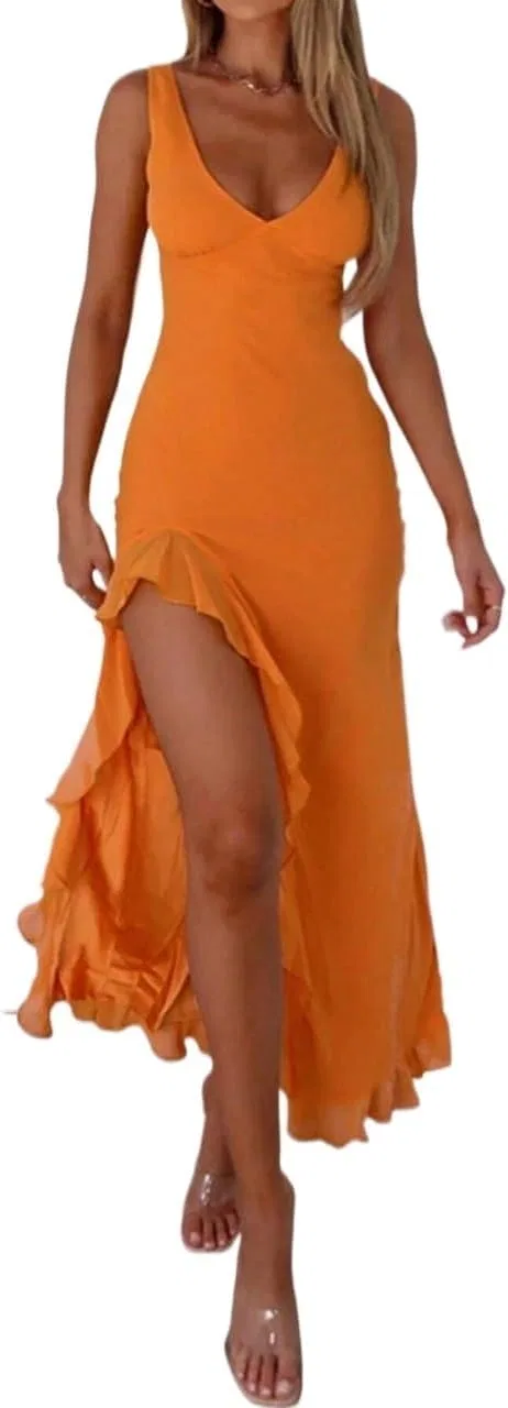Женское платье А-силуэта с рюшами Orange, Orange