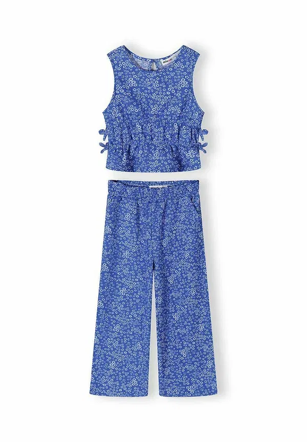 Комплект из топа и брюк с цветочным принтом Floral set Minoti, синий — фото 3