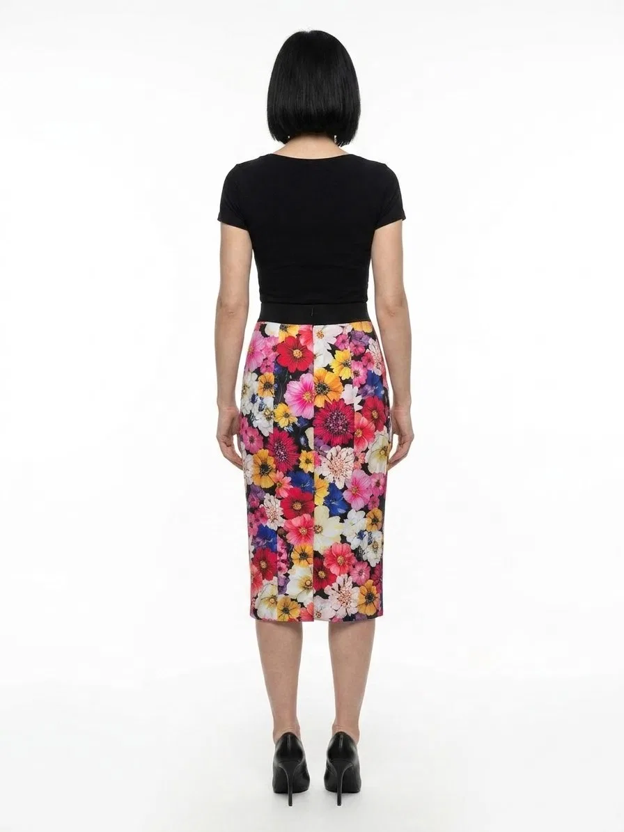 Женская юбка-миди с принтом Multicolor Elastane Midi Skirt Dolce & Gabbana, Multicolor — фото 2