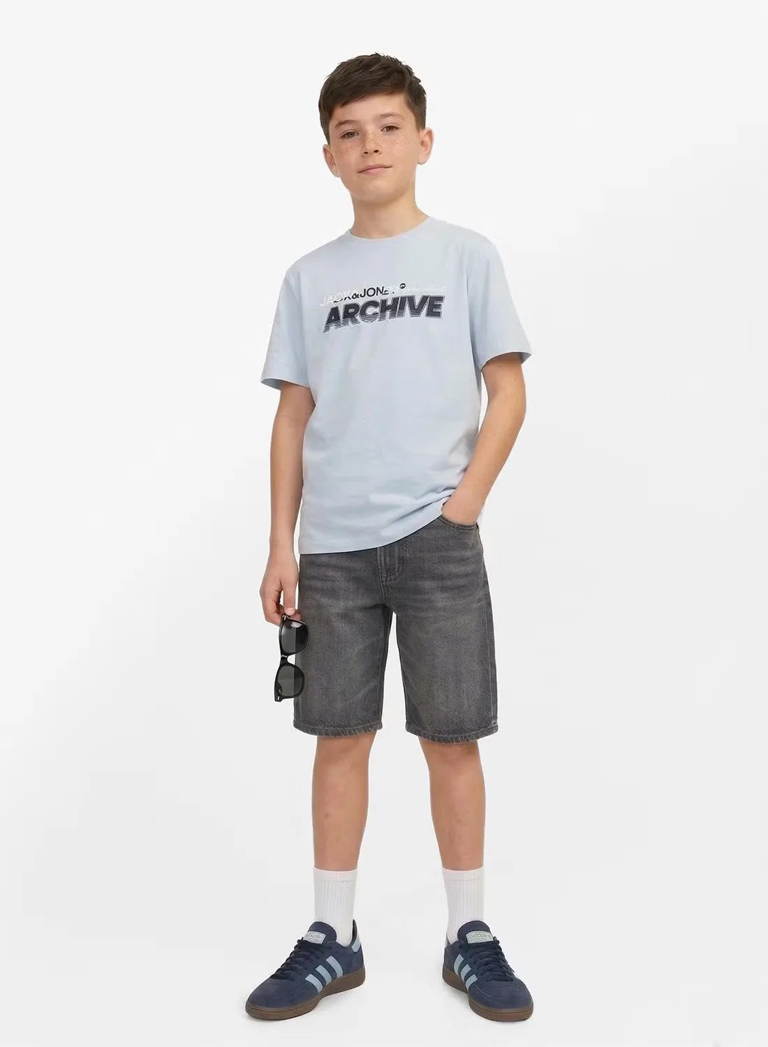 Футболка с принтом детская модель jjbrat Jack & Jones Junior, голубой — фото 4