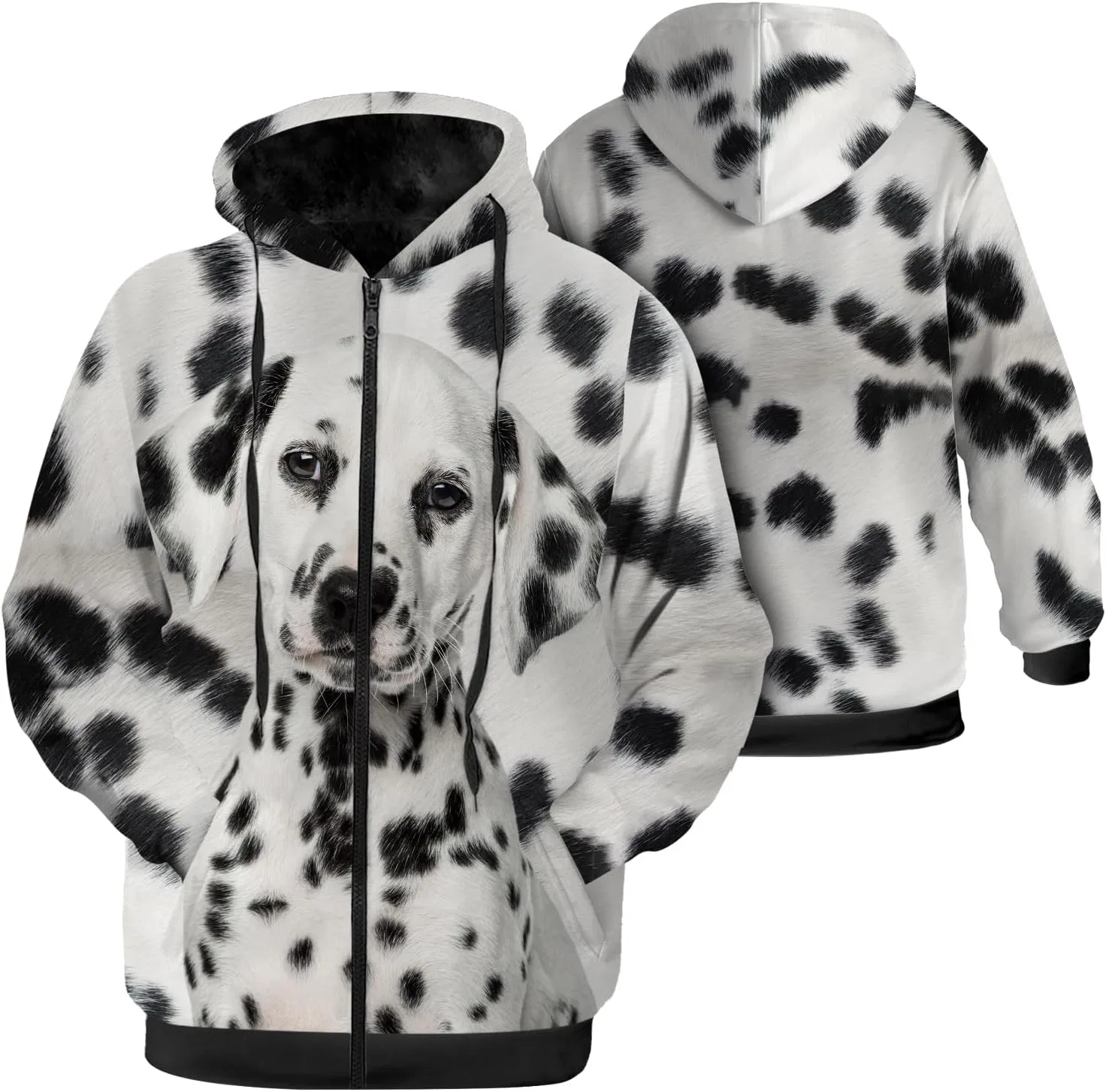 Мужское зимнее пальто с принтом Zip-up Hoodie, чёрный — фото 3