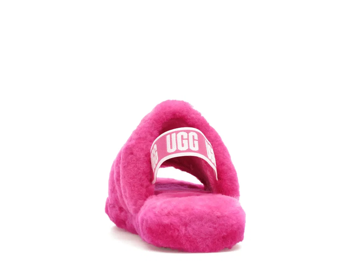 Детские шлепанцы с мехом UGG Fluff Yeah Slide, Rock Rose/Rock Rose — фото 4