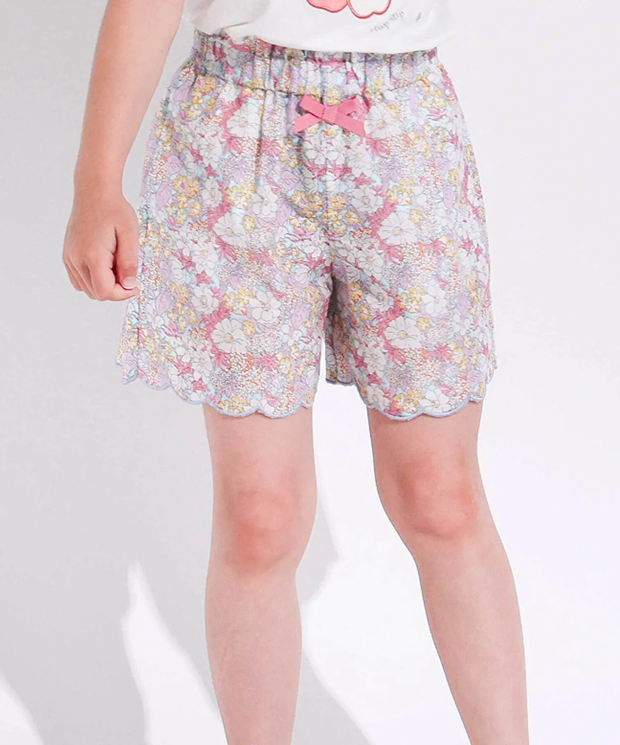 Детские шорты для девочек с рюшами, цветочным принтом, модель Scallop Chambray SLAP SLIP, Pink