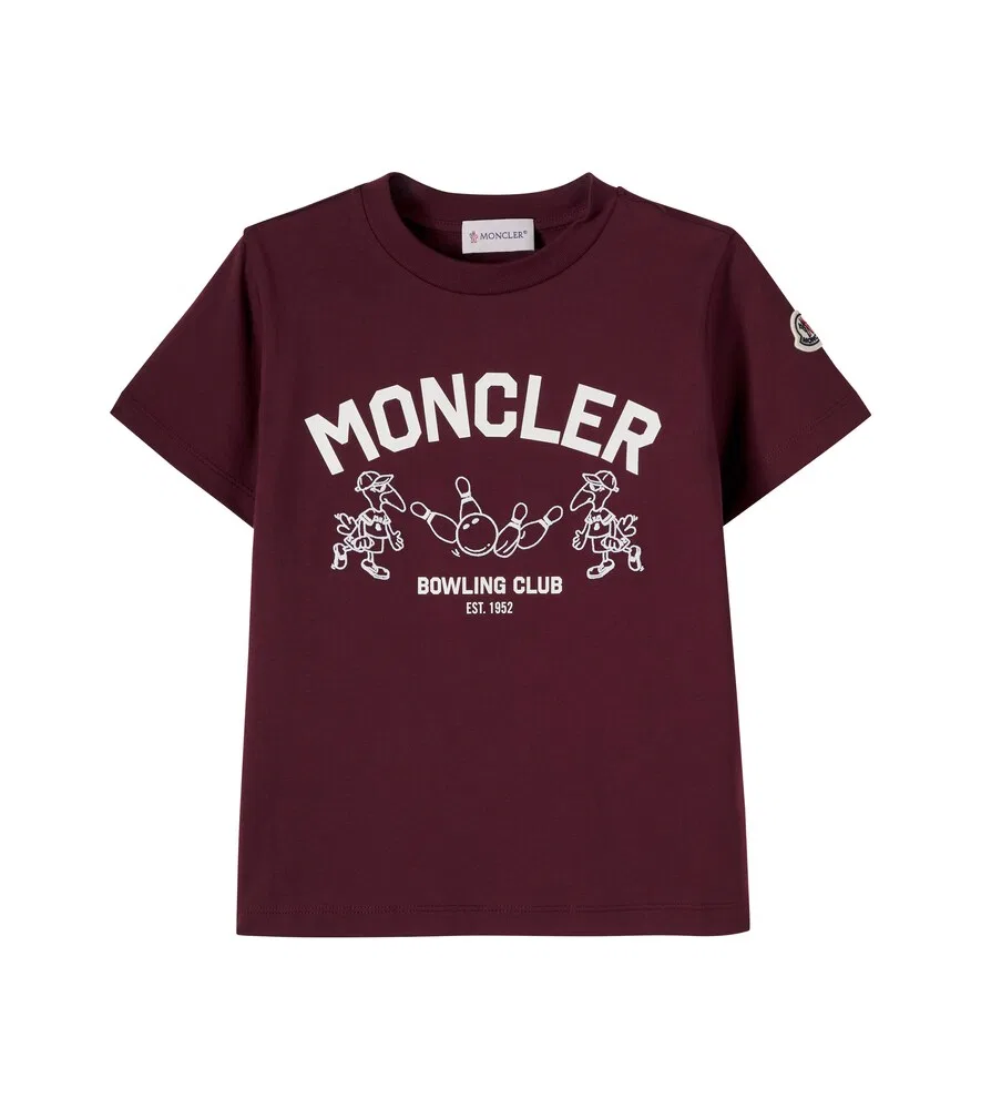 Футболка из хлопкового трикотажа с логотипом Moncler Enfant, бордовый