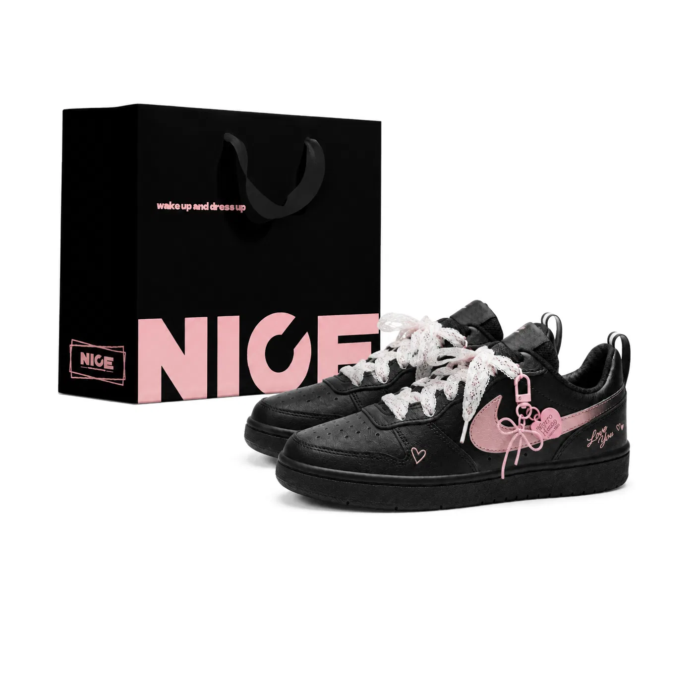 Детские кроссовки для скейтбординга с контрастным принтом Black Pink Court Borough 2 Nike