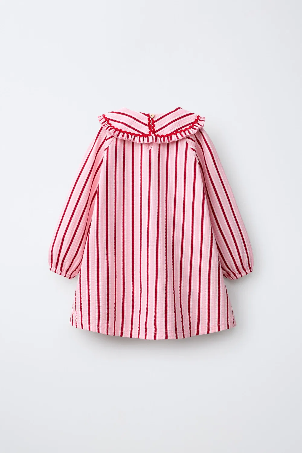 Полосатое платье с воротником в стиле питера пэна ZARA, Mid-pink — фото 2