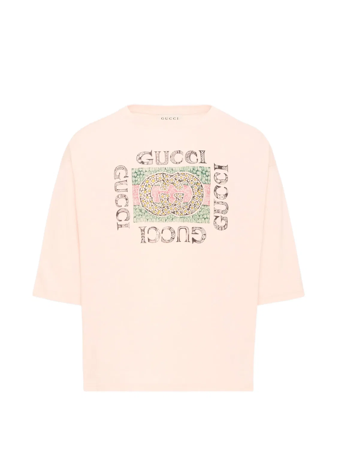 Футболка с логотипом Gucci Kids, нейтральные цвета