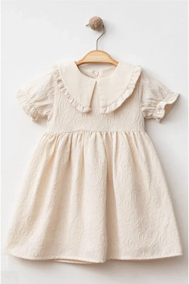 Детское платье для девочек хлопковое Ruffled peter pan collar Baby Corner, Beige