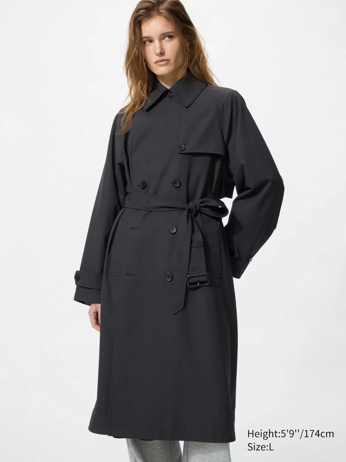 Тренч Uniqlo, классический, черный — фото 4