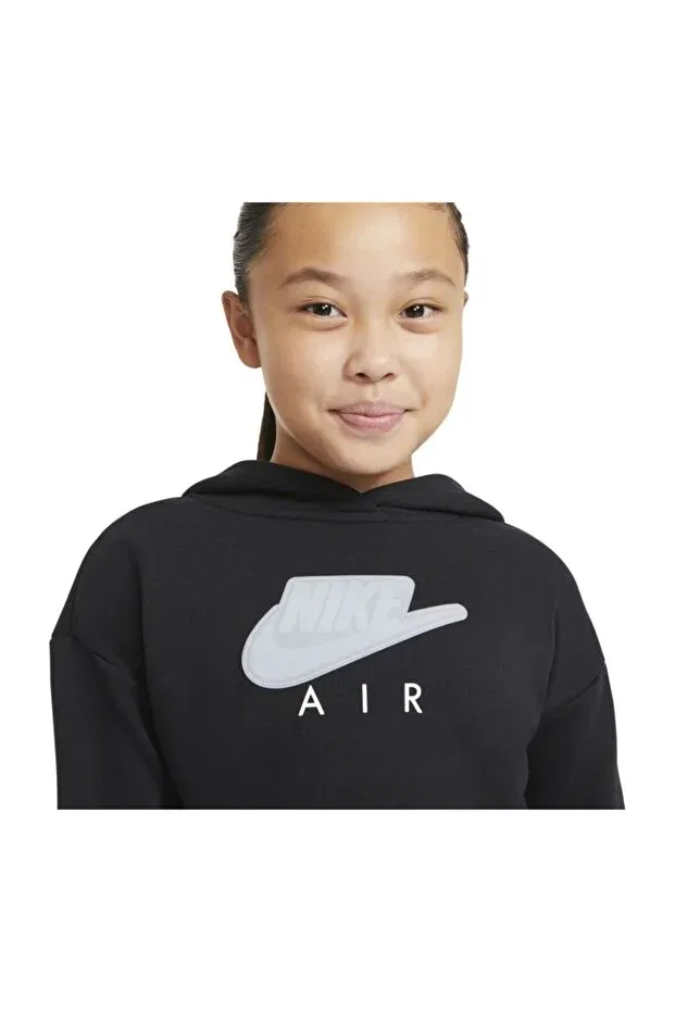 Детское худи для девочек из французского футера Nike, Black