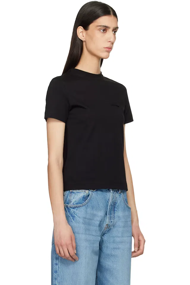 Черная футболка с корким рукавом из грос-грейн Jacquemus — фото 2