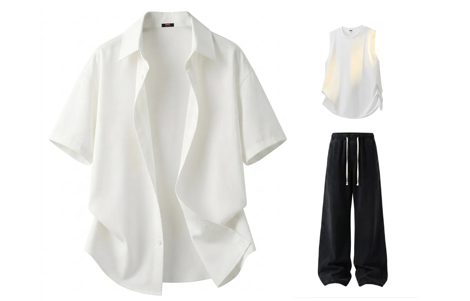 Детский комплект спортивной одежды BALENO, White Short-Sleeved T-Shirt, White Tank Top, Black Jeans