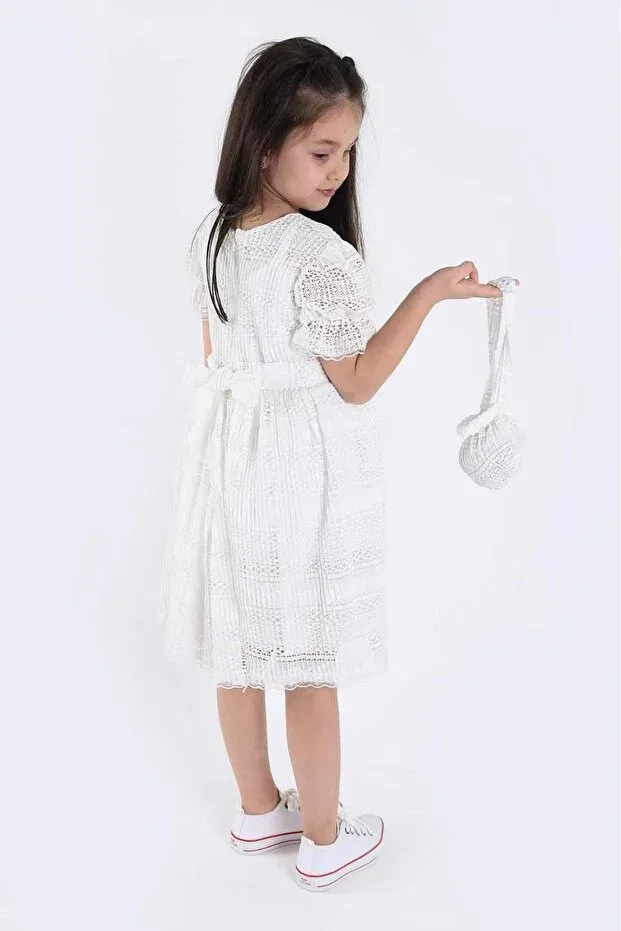 Детское платье для девочек с принтом Girl'S dress with bag Aden Kids, White Bag Lace — фото 3