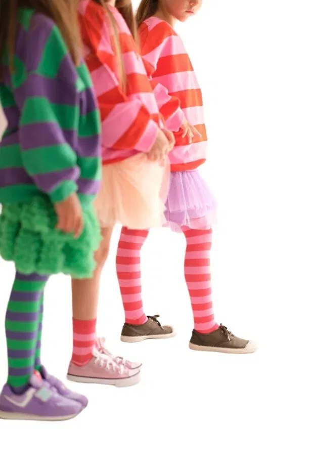 Детские свитшот для девочек в полоску Zoi Zebra, Red & Pink — фото 2