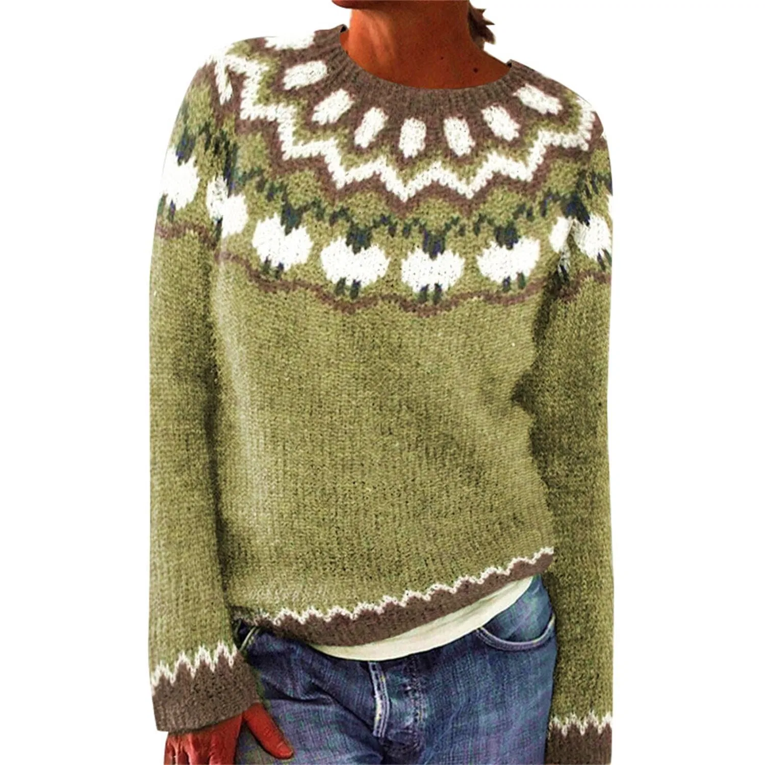 Женский свитер с принтом Fairisle Christmas Sweaters, Yellow