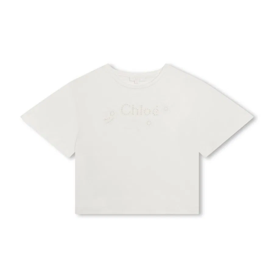 Футболка с вышитым логотипом Chloé, Offwhite