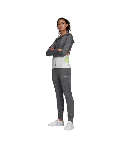 Женский худи-костюм с принтом Essential Adidas, Белый Серый — фото 4