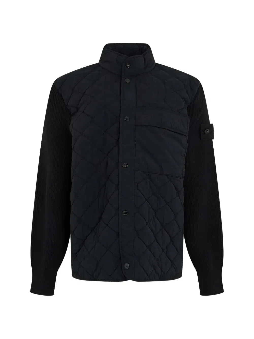 Стеганая куртка с вязаными рукавами Stone Island, черный