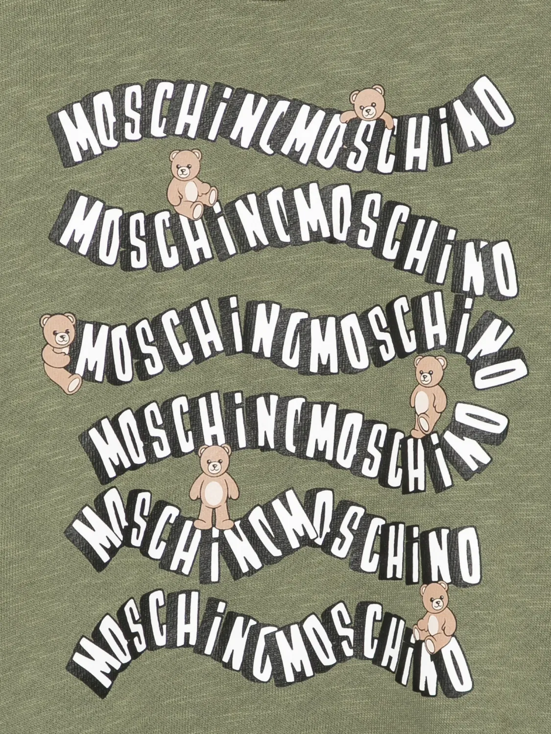 Свитшот с принтом мишки Moschino, зеленый — фото 2