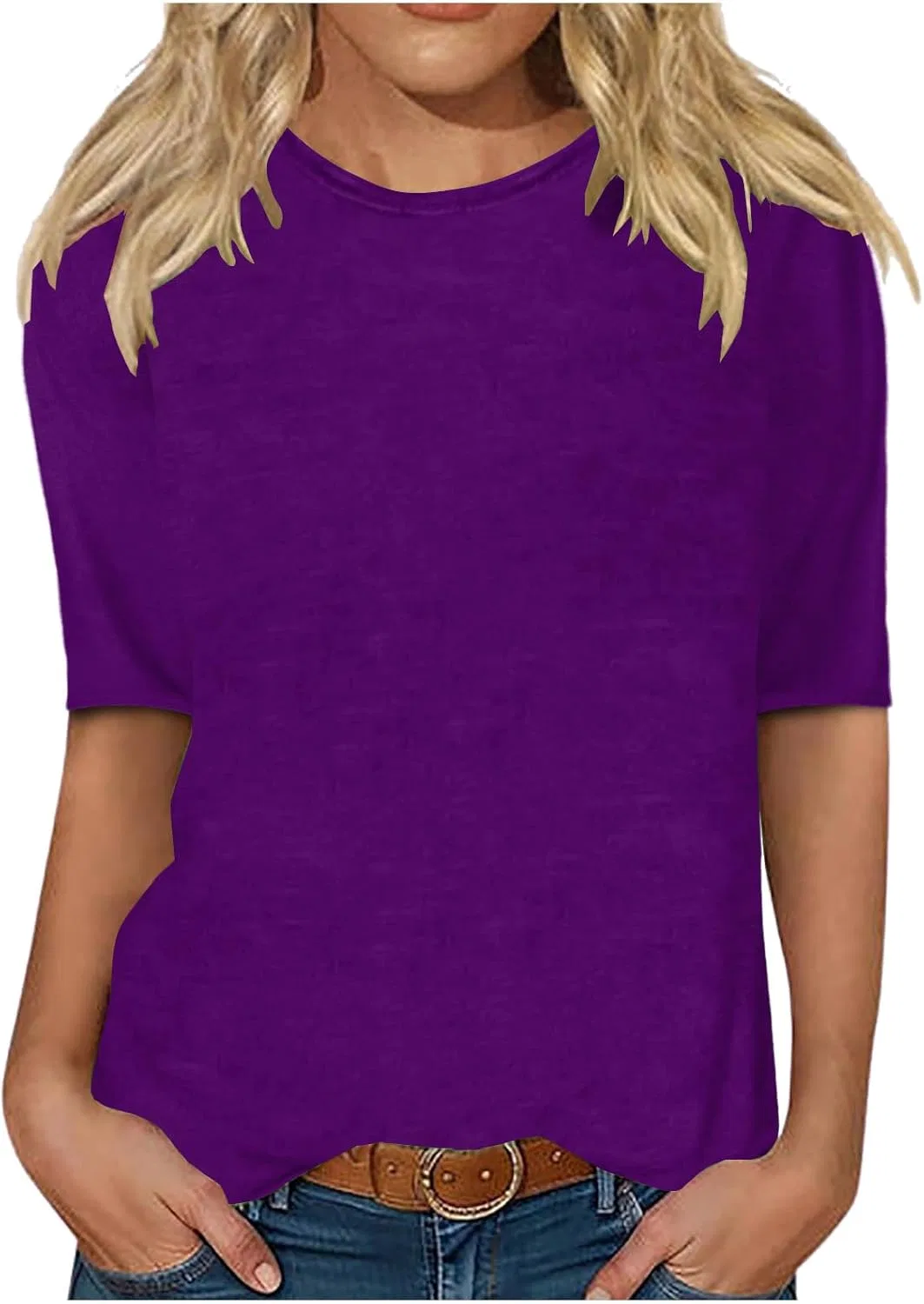 Женская свободная футболка с круглым вырезом, Purple