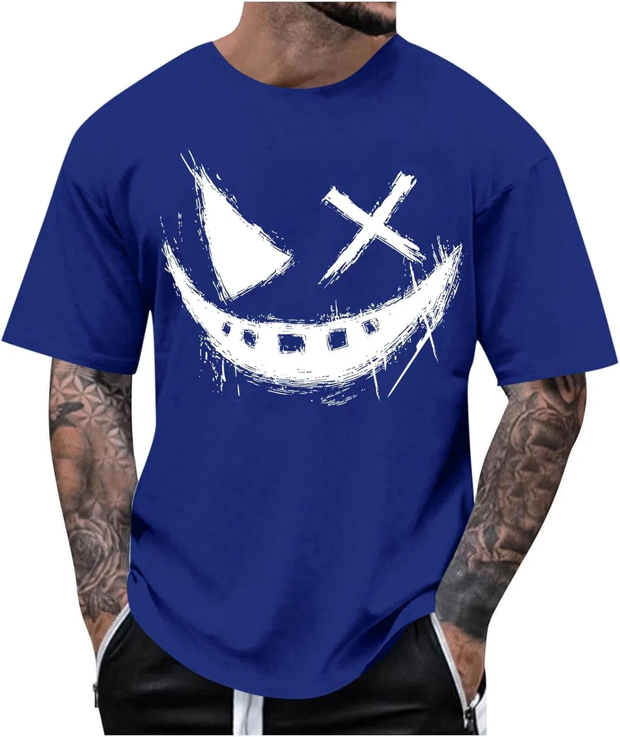 Мужская футболка с графическим рисунком Smiley Face, Blue