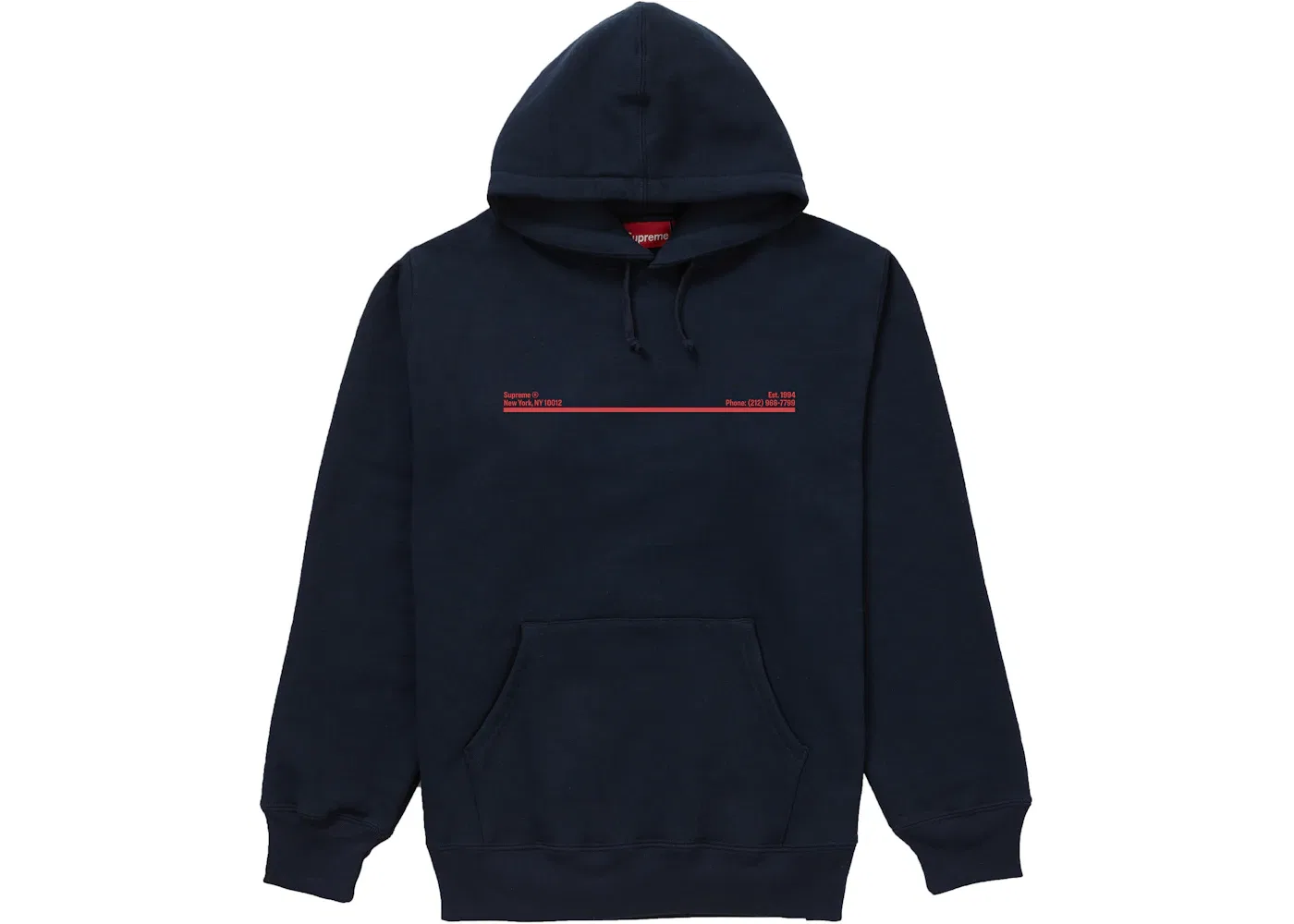 Мужской худи с капюшоном Hooded Sweatshirt Supreme, Navy New York City