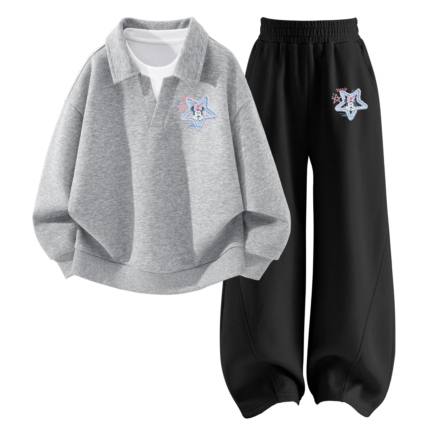 Детский спортивный комплект с поло-воротником Di Line Star K Light Heather Gray+Di Line Star K Black Disney