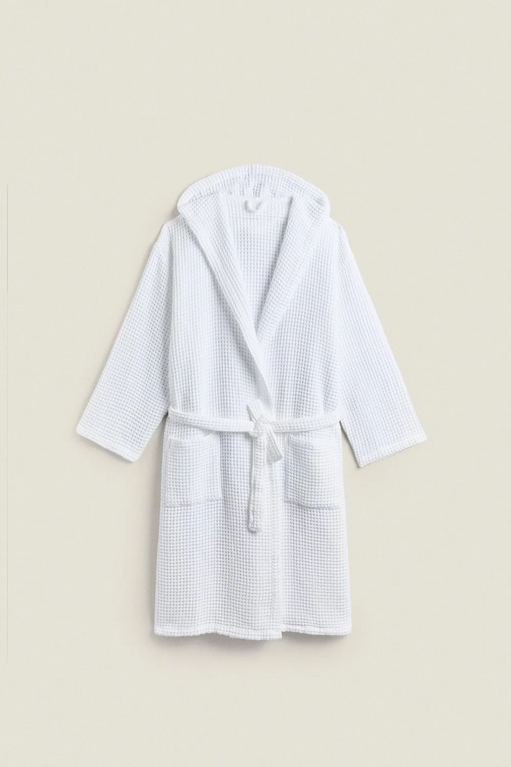 Хлопковый вафельный халат ZARA, White