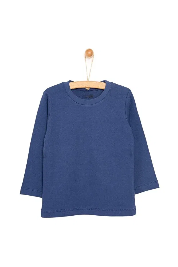 Детская футболка с длинным рукавом Hellobaby basic interlock long sleeve tshirt baby boy Ebebek Hello Baby, Navy Blue — фото 3