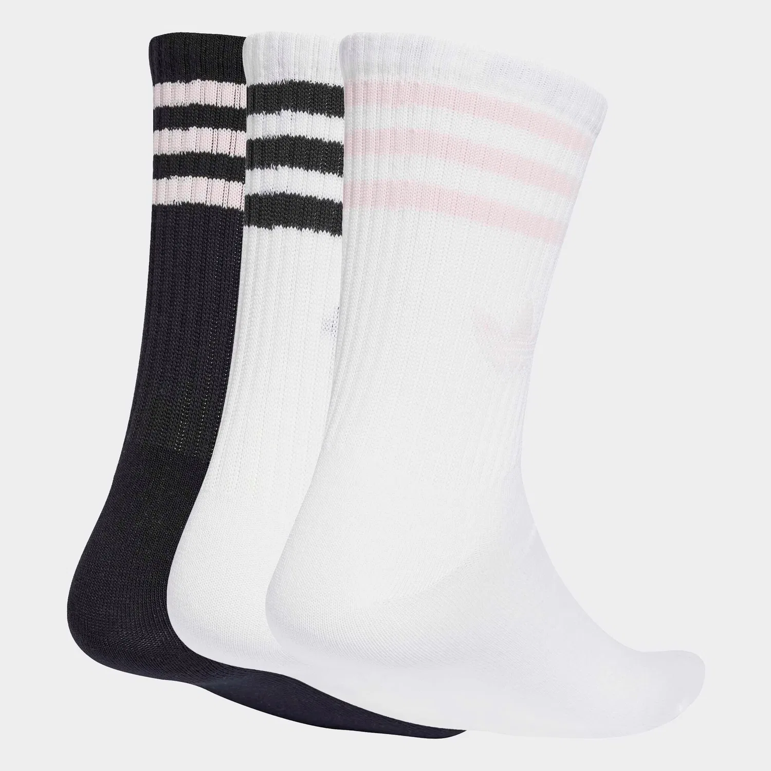 Мужские носки для скейтбординга с тремя полосками Adidas Originals, White/Black/Clear Pink — фото 2