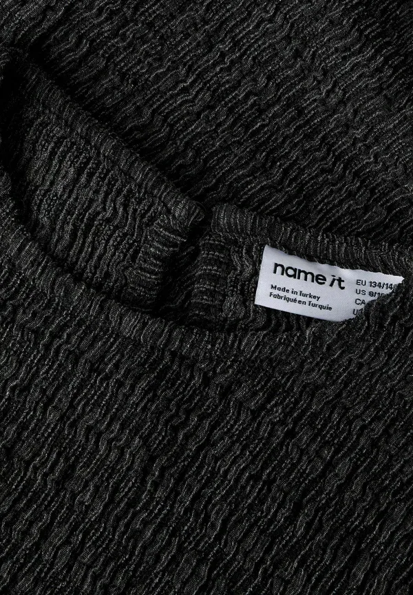 Футболка с длинным рукавом, однотонная Long sleeved regular fit Name It, черный — фото 3