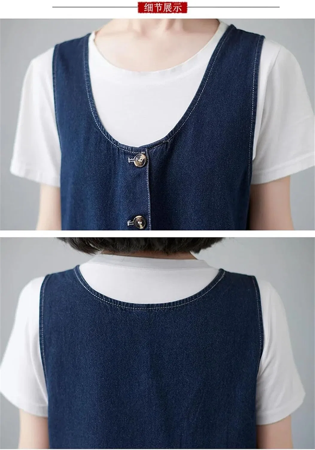 Женское джинсовое платье-комбинезон свободного кроя A-line, Navy Blue — фото 4