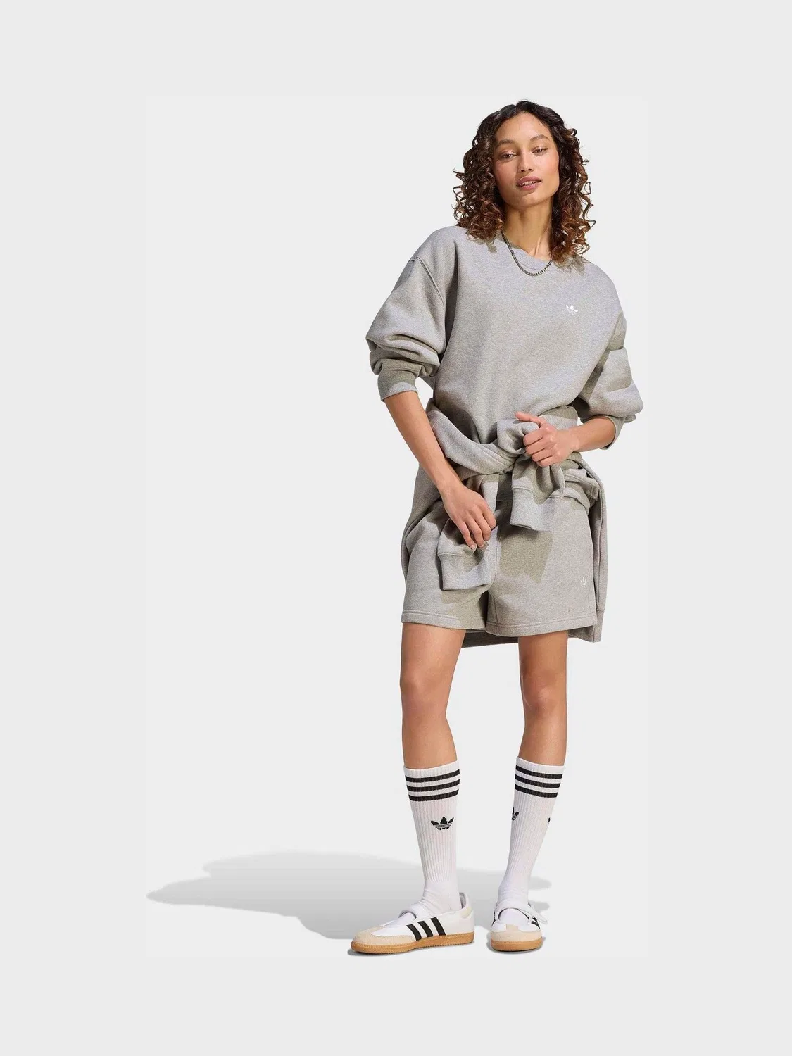 Свитшот оверсайз, флисовый Essentials, adidas Originals, серый — фото 3