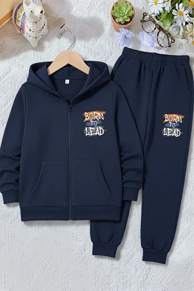 Детский спортивный комплект для мальчиков с принтом Fyk Kids, Black-Grey-Navy Blue — фото 4