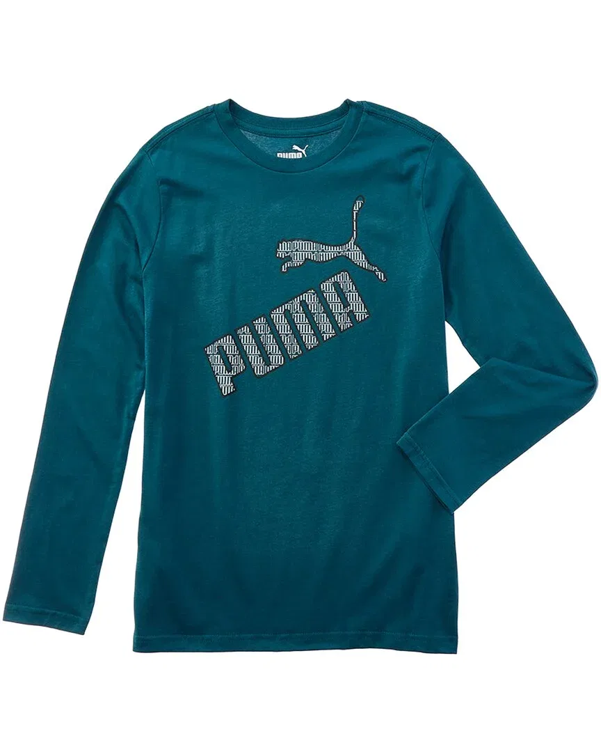 Детская футболка с принтом PUMA Jersey Graphic, зеленый — фото 2