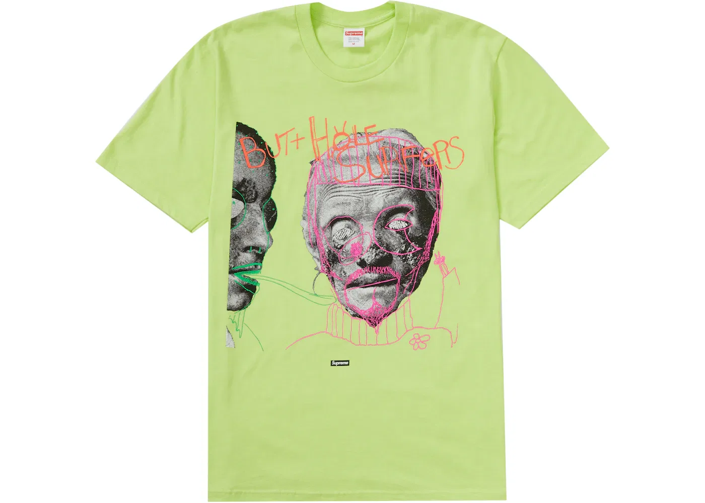 Мужская футболка с принтом Supreme Butthole Surfers Psychic Tee, Neon Green