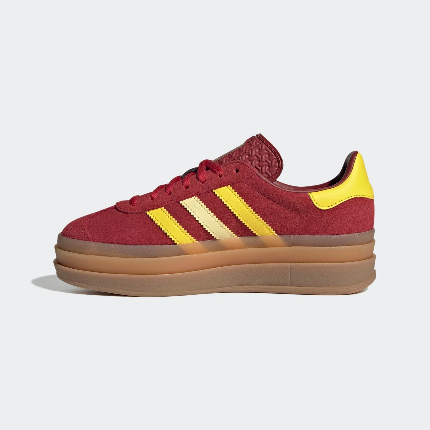 Детские кроссовки на платформе Gazelle Bold Adidas Originals, Red/Yellow/Gold Metallic — фото 3