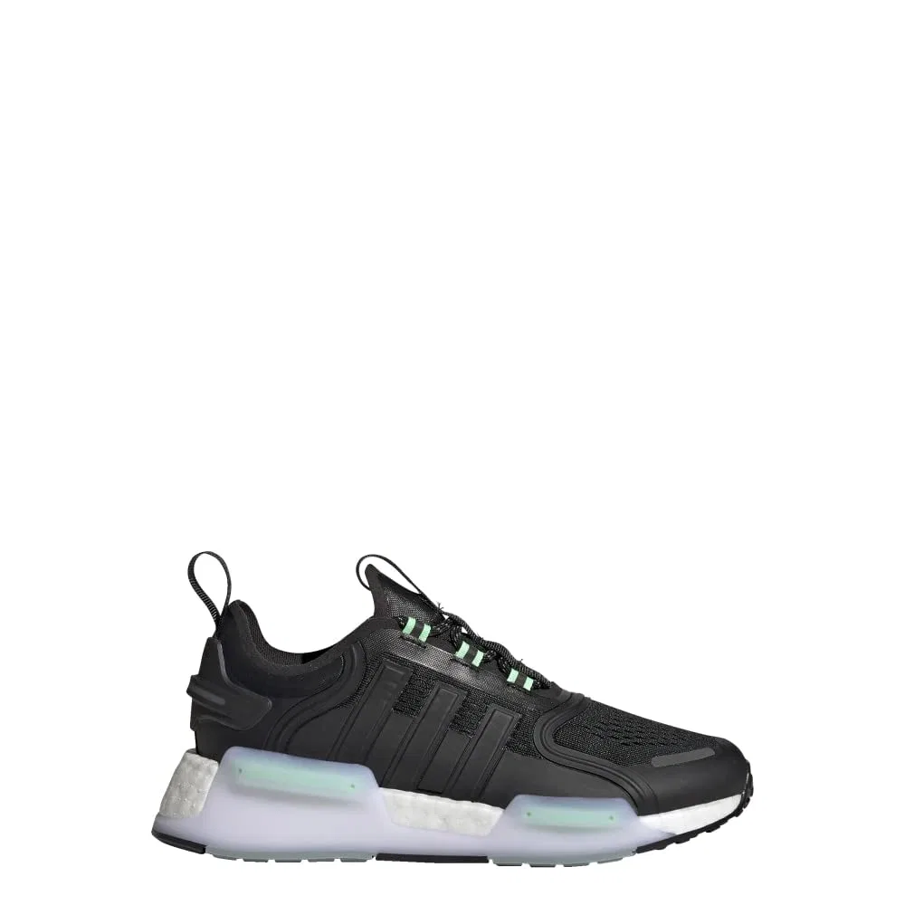 Детские кроссовки для мальчиков с технологией Boost NMD_R1 Adidas, Core Black Cloud White Beam Green