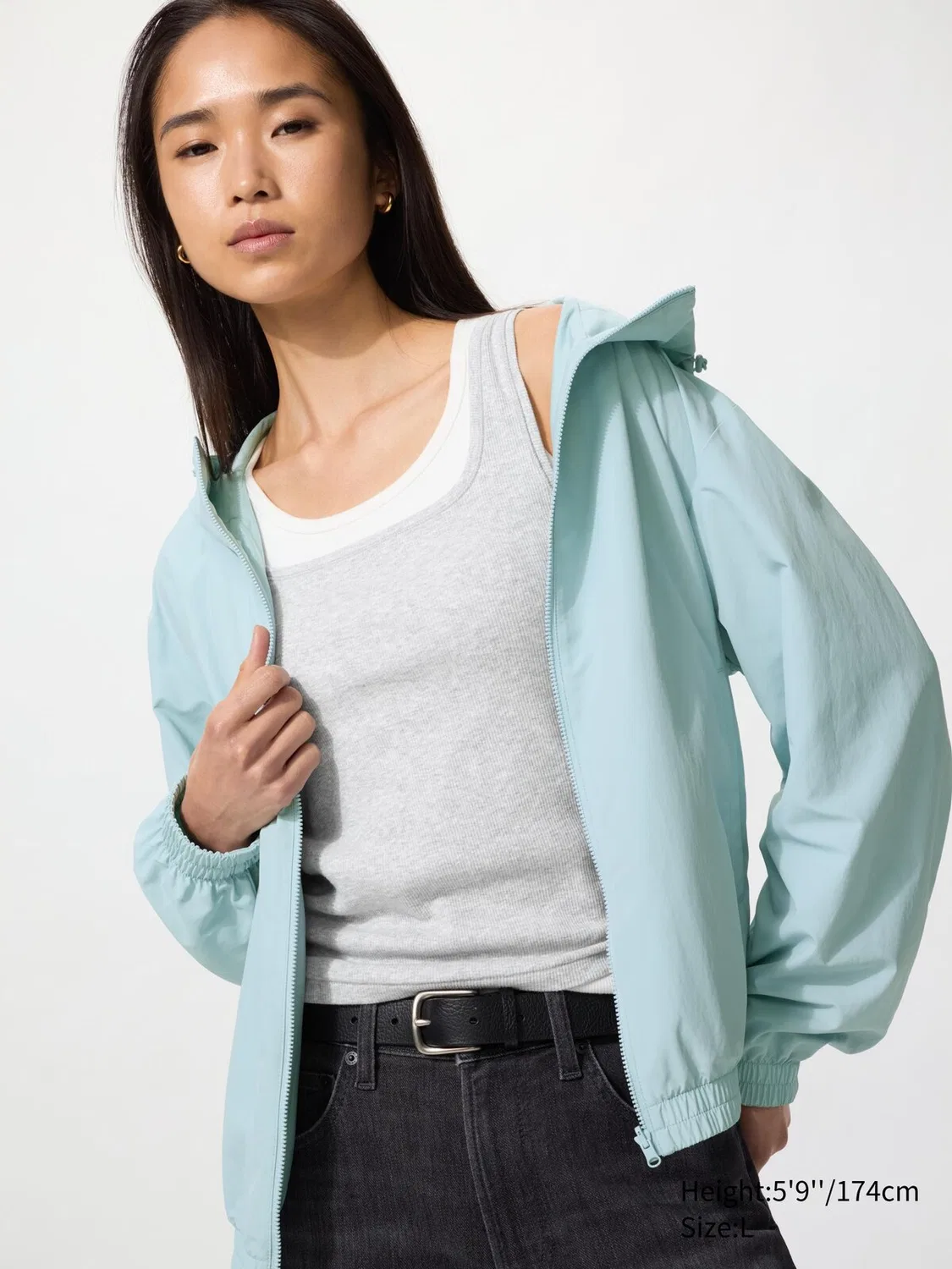 Парка Uniqlo, двусторонняя, светло-голубой