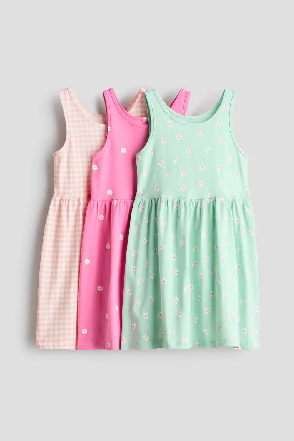Комплект из 3 хлопковых платьев с принтом H&M, Rosa/Geblümt