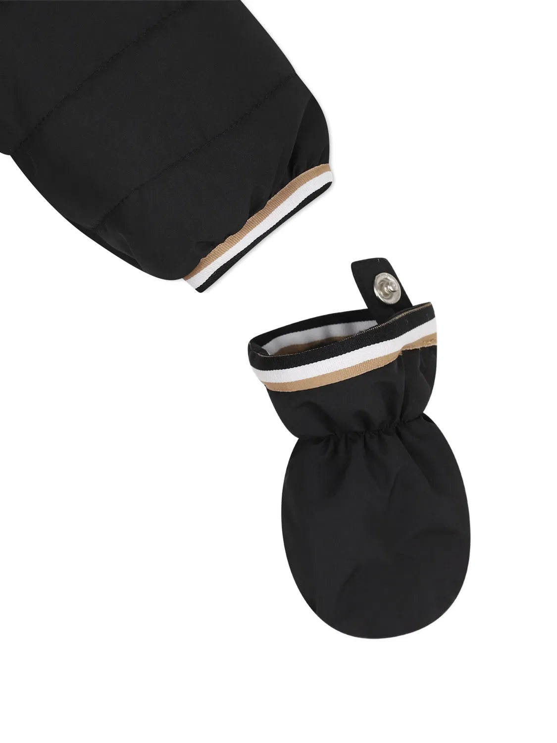 Стеганый зимний комбинезон с капюшоном Boss Kidswear, черный — фото 4