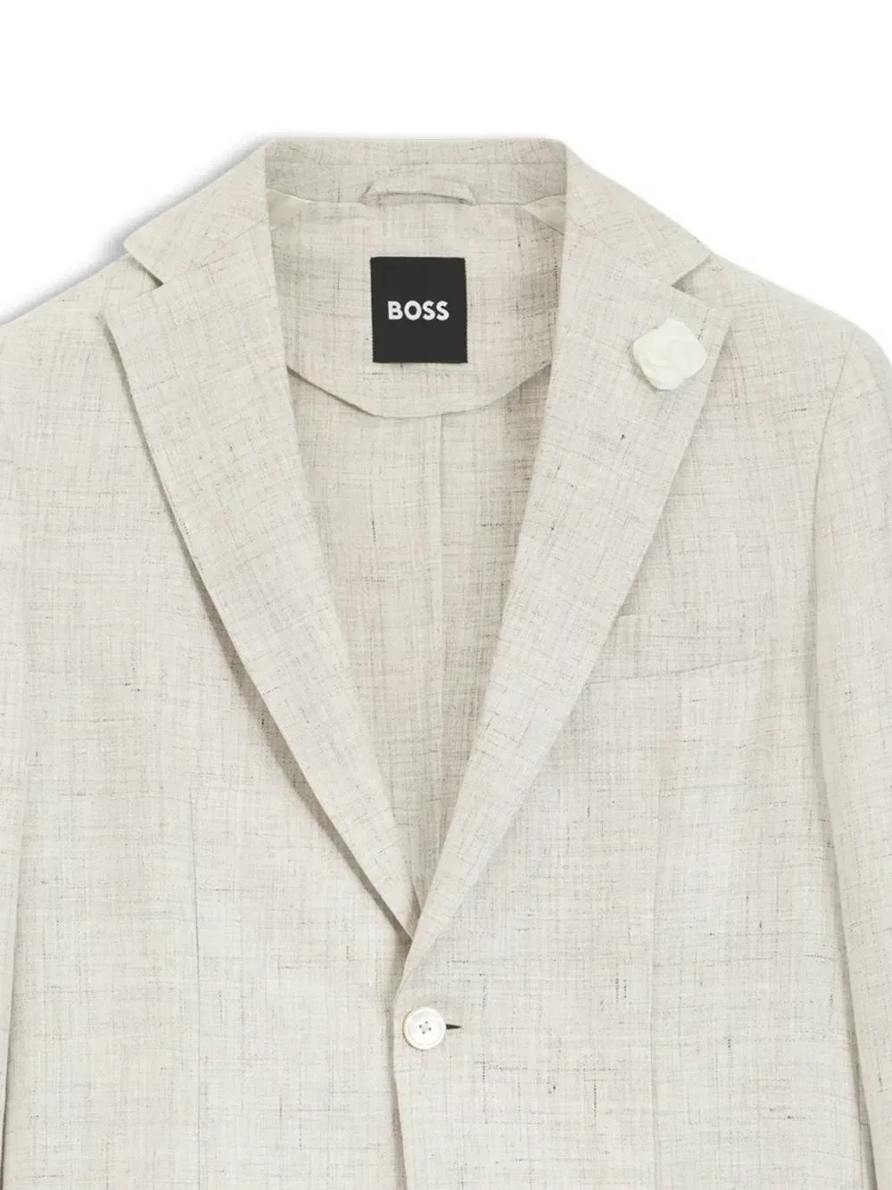Однобортный блейзер из смесового льна Boss, бежевый — фото 2