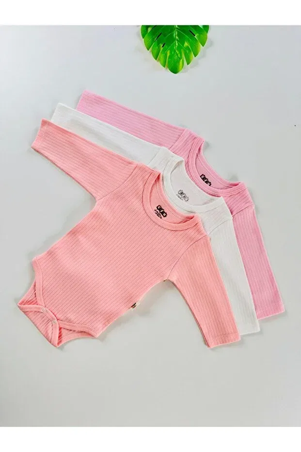 Детское боди для новорожденных хлопковое 3-предметный комплект Basics Efu Baby, Çok Renkli — фото 2