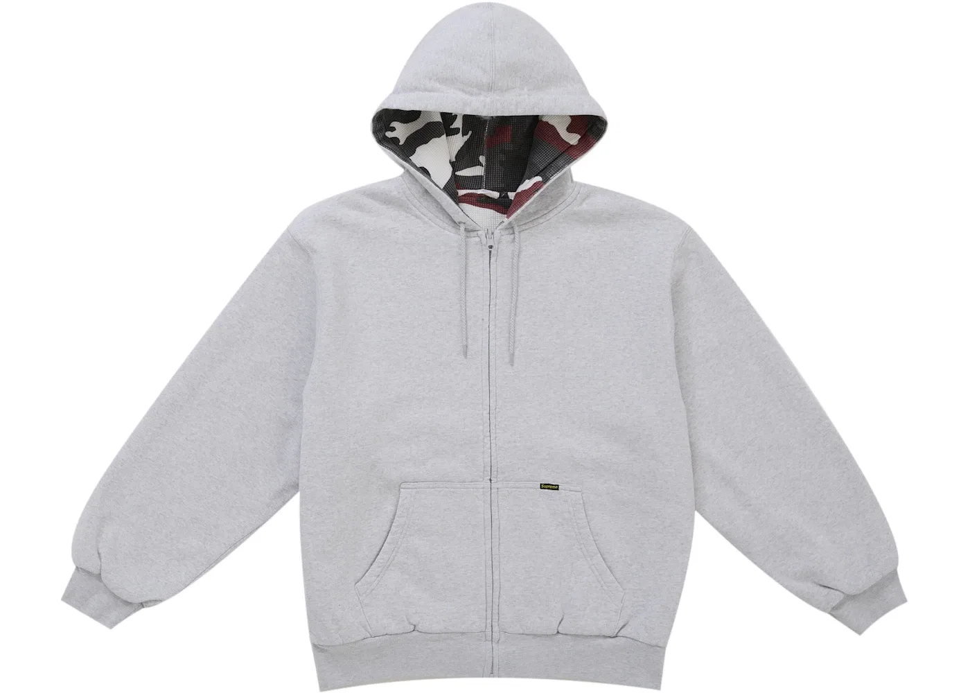 Мужская худи на молнии с капюшоном двусторонняя Reversible Work Zip Up Hooded Sweatshirt Supreme, Ash Grey