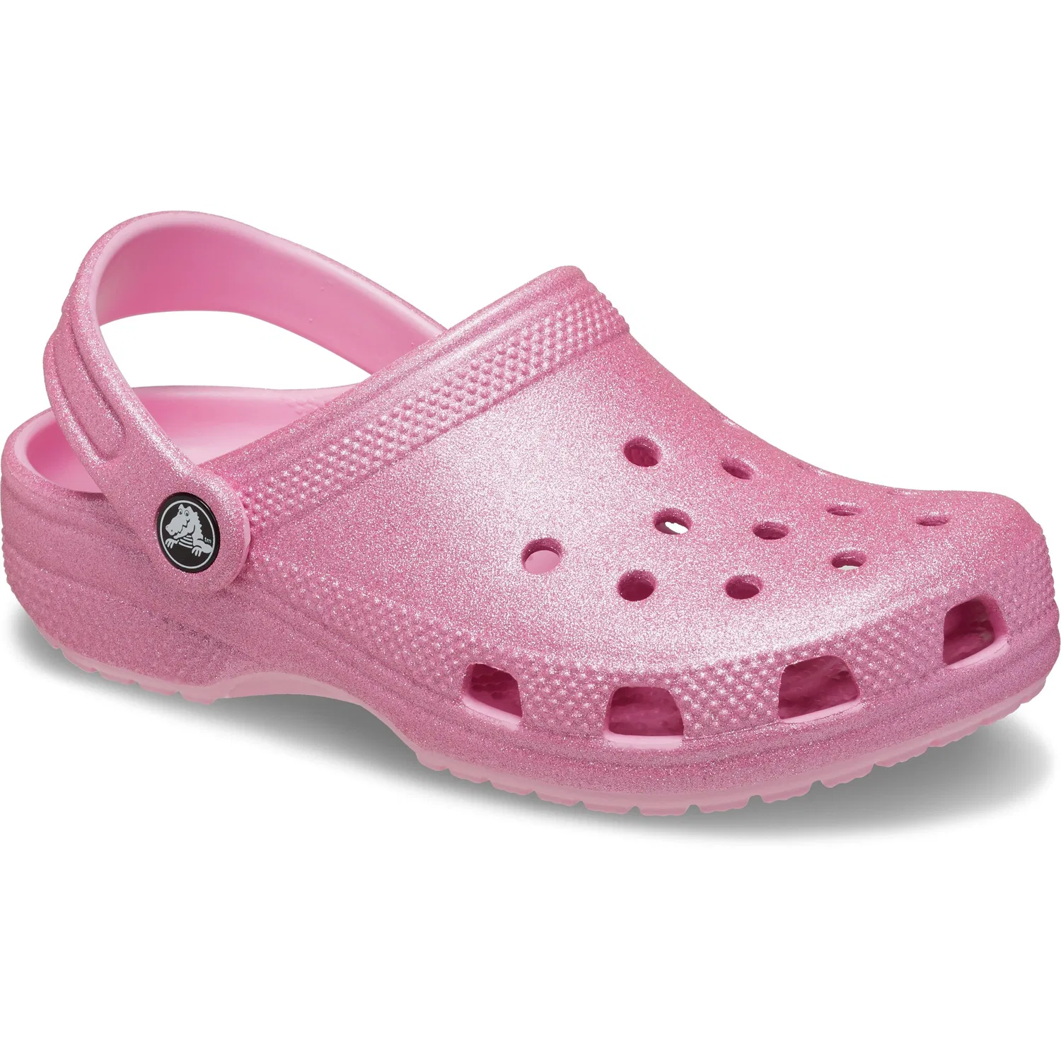Детские глиттерные сабо с ремешком на пятке Crocs, Pink Glitter