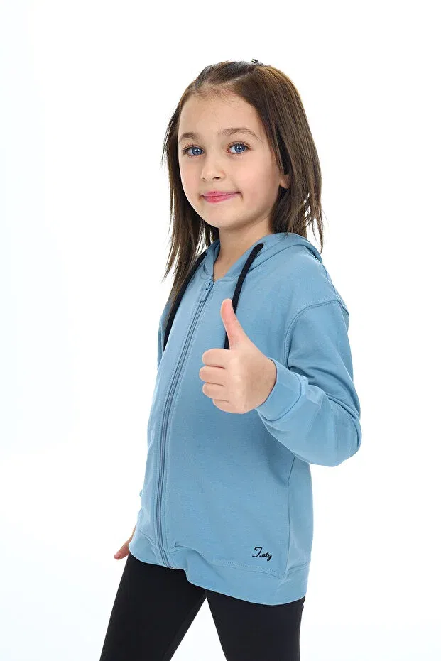 Детское для девочек вязаное кардиган Girl'S Embroidered Cardigan Toontoy, Blue — фото 2