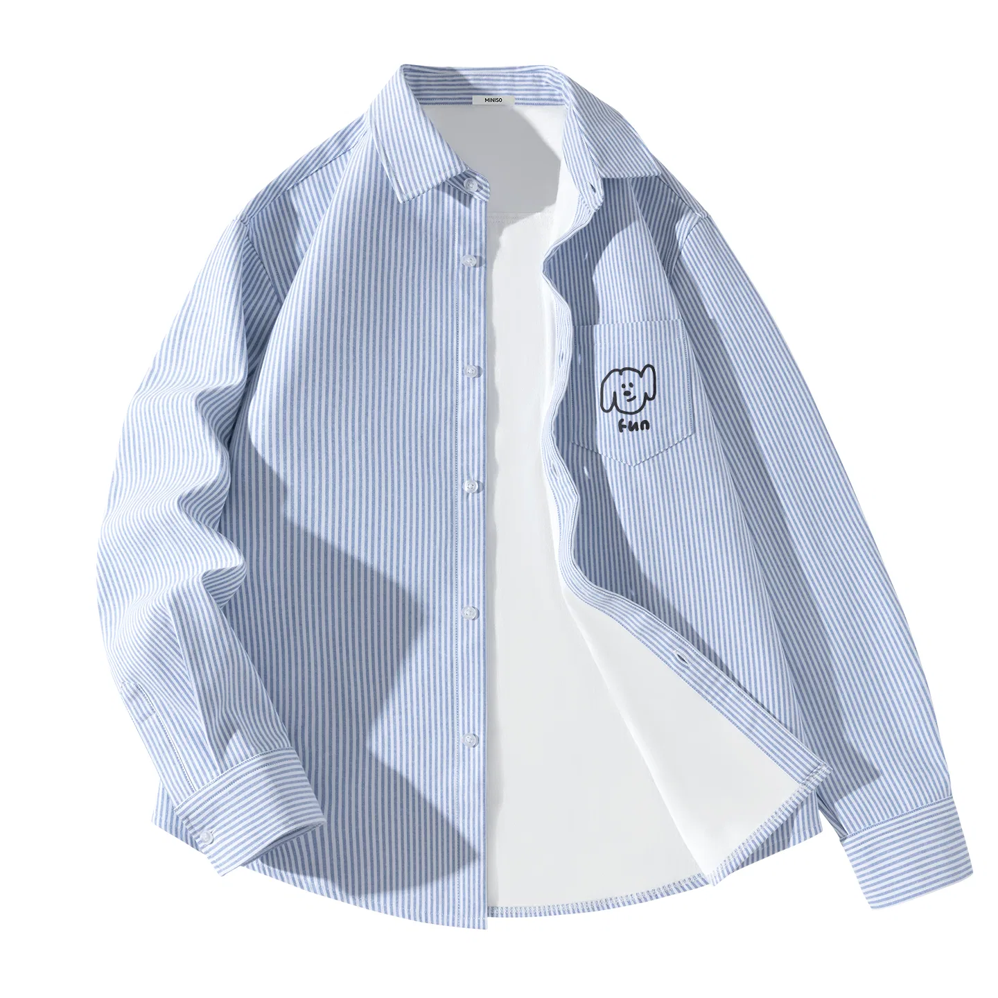 Детская рубашка из флиса с принтом MINISO, Blue White Stripes