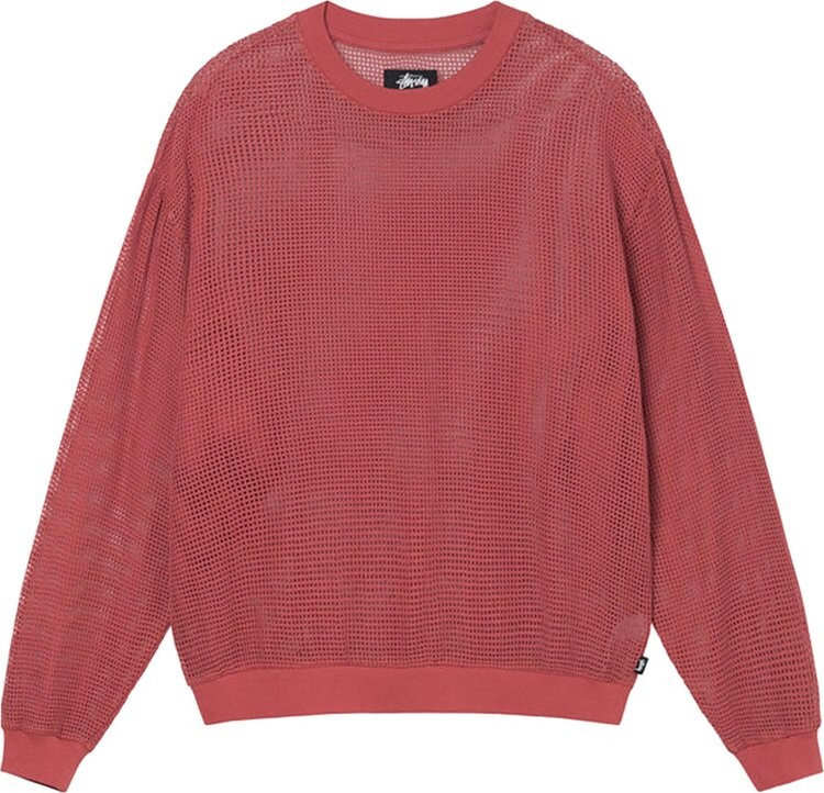 

Лонгслив Stussy Cotton Mesh Long-Sleeve Crew 'Brick', красный