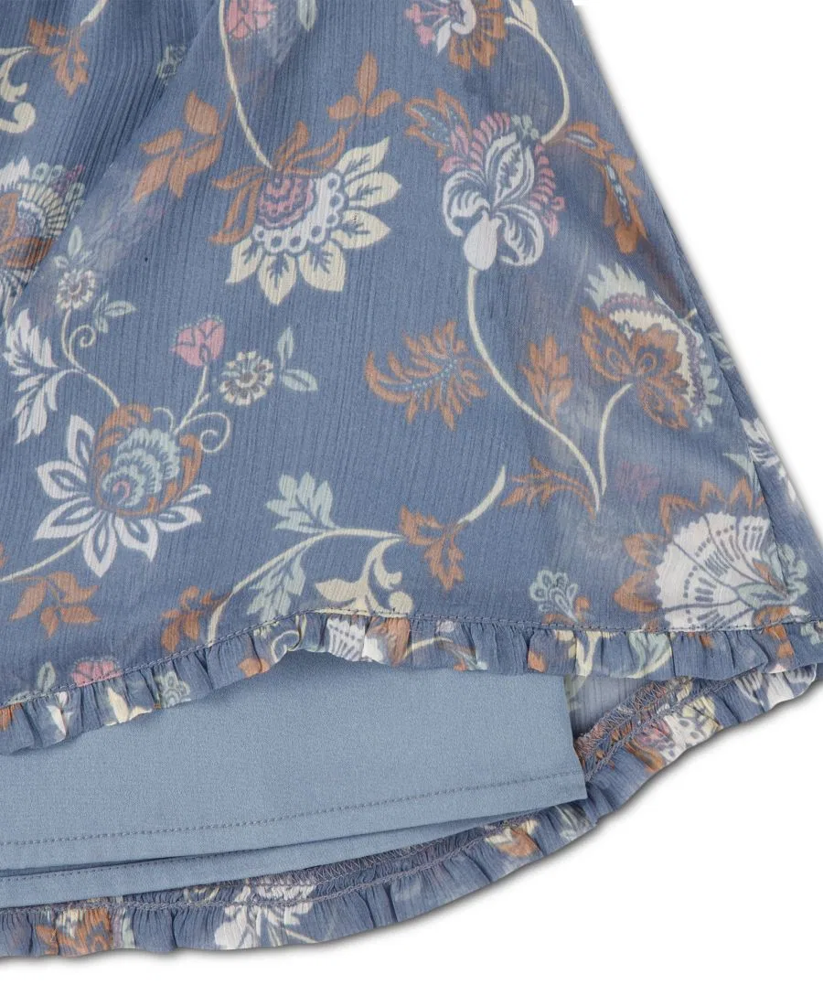 Платье-трапеция с коротким рукавом и квадратным вырезом, модель Blue Swirl Floral abercrombie kids, Blue Swirl Floral — фото 3